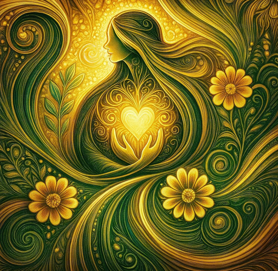 Eyes Of Love Technique™ (Herzchakra - Sie wirkt auf die weibliche Seite ein und fördert  Mutterschaft und mütterliche Gefühle. Sie ist auch gut für die Fruchtbarkeit und ganz allgemein für die Liebe)