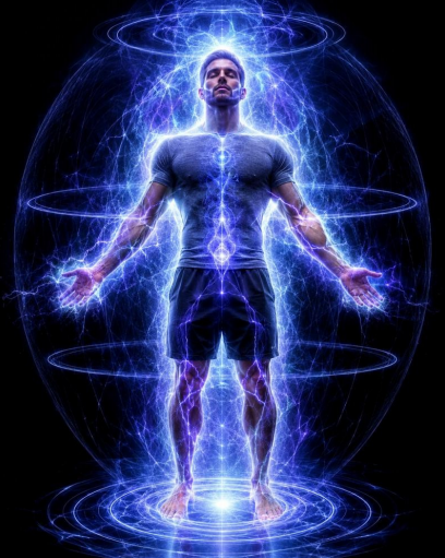 THE ELECTRO-MUSCLE AURA STIMULATION FIELD (E-MAS) - (4 levels)  - (Ein vierstufiges Energiesystem, das EMS durch elektrische Aura-Impulse für Muskeltonus, -festigkeit und -definition nachbildet)